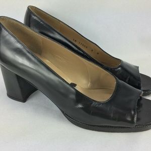 🌺 Stuart Weitzman Open Toe Pumps US 8B Block Heel